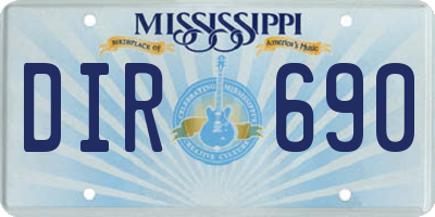 MS license plate DIR690