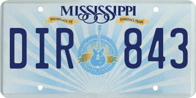 MS license plate DIR843