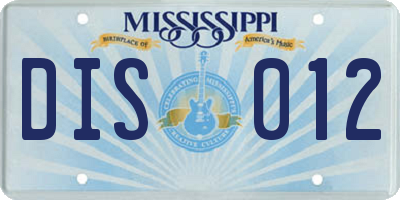 MS license plate DIS012