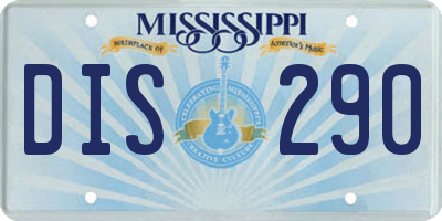 MS license plate DIS290