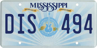 MS license plate DIS494