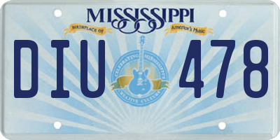 MS license plate DIU478
