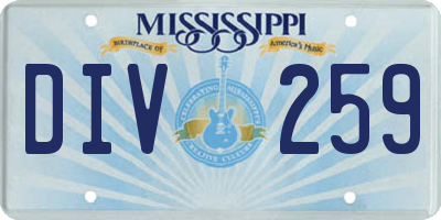 MS license plate DIV259