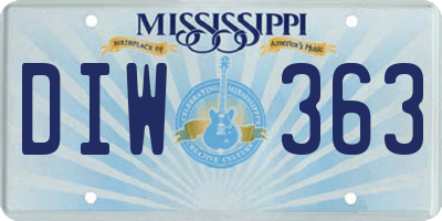 MS license plate DIW363