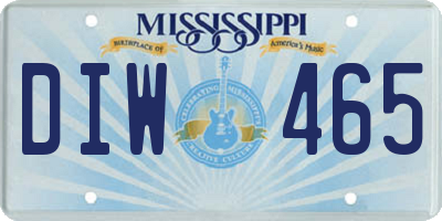 MS license plate DIW465