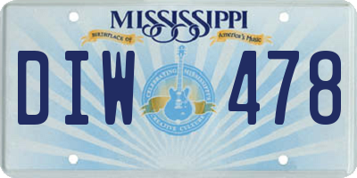 MS license plate DIW478