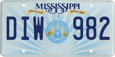 MS license plate DIW982