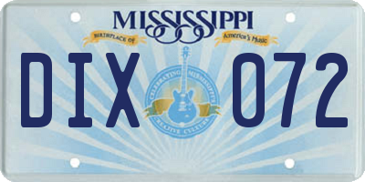 MS license plate DIX072