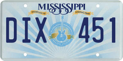 MS license plate DIX451