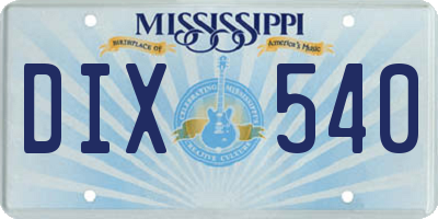 MS license plate DIX540