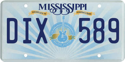 MS license plate DIX589