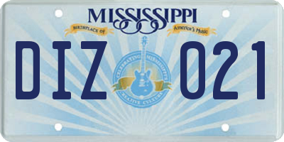 MS license plate DIZ021