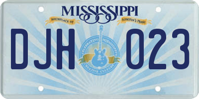 MS license plate DJH023
