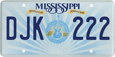 MS license plate DJK222