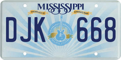 MS license plate DJK668