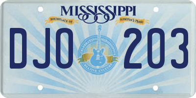 MS license plate DJO203
