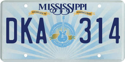 MS license plate DKA314