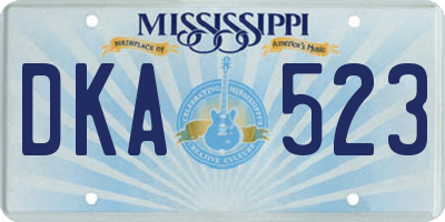 MS license plate DKA523