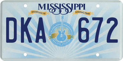 MS license plate DKA672