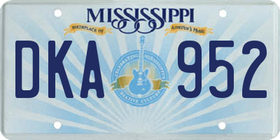 MS license plate DKA952