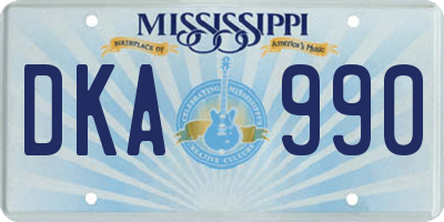 MS license plate DKA990
