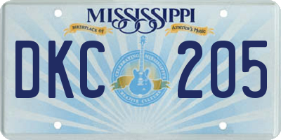 MS license plate DKC205