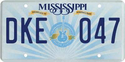 MS license plate DKE047