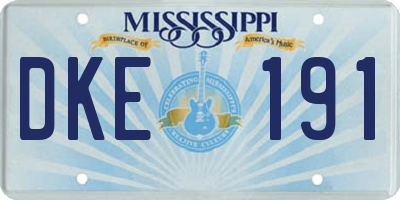 MS license plate DKE191