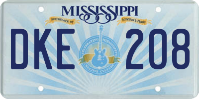 MS license plate DKE208
