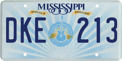 MS license plate DKE213