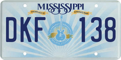 MS license plate DKF138
