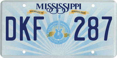 MS license plate DKF287