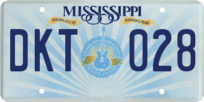 MS license plate DKT028