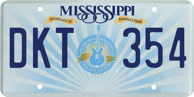 MS license plate DKT354
