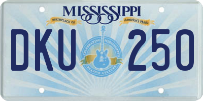MS license plate DKU250