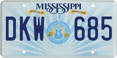 MS license plate DKW685