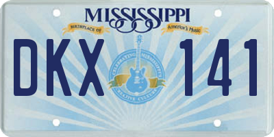MS license plate DKX141
