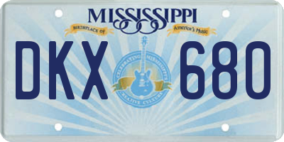 MS license plate DKX680