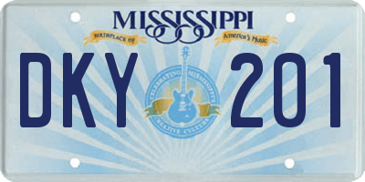 MS license plate DKY201