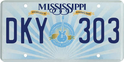 MS license plate DKY303
