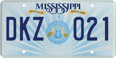 MS license plate DKZ021