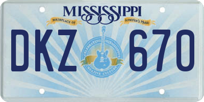 MS license plate DKZ670