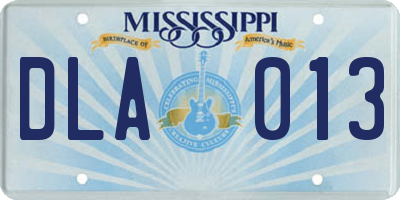 MS license plate DLA013