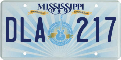 MS license plate DLA217