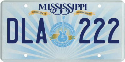 MS license plate DLA222