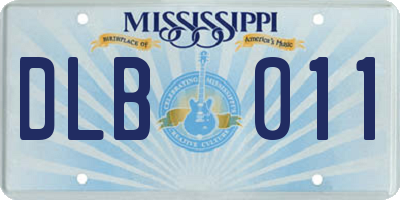 MS license plate DLB011
