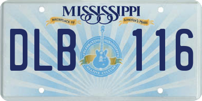 MS license plate DLB116