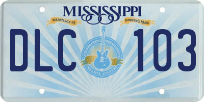 MS license plate DLC103