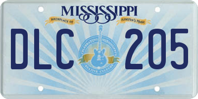 MS license plate DLC205