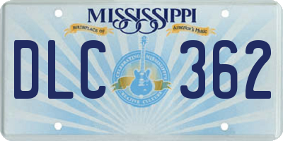 MS license plate DLC362